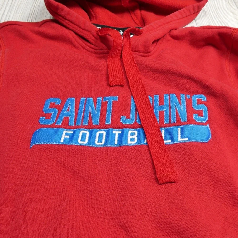Adidas Hoodie Adult Small Saint John's Football Red Hooded‎ Sweatshirt Fleece